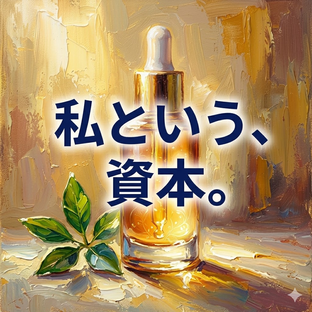 朝の光に照らされた美容液とリネンの質感。自分を整えるイメージ。