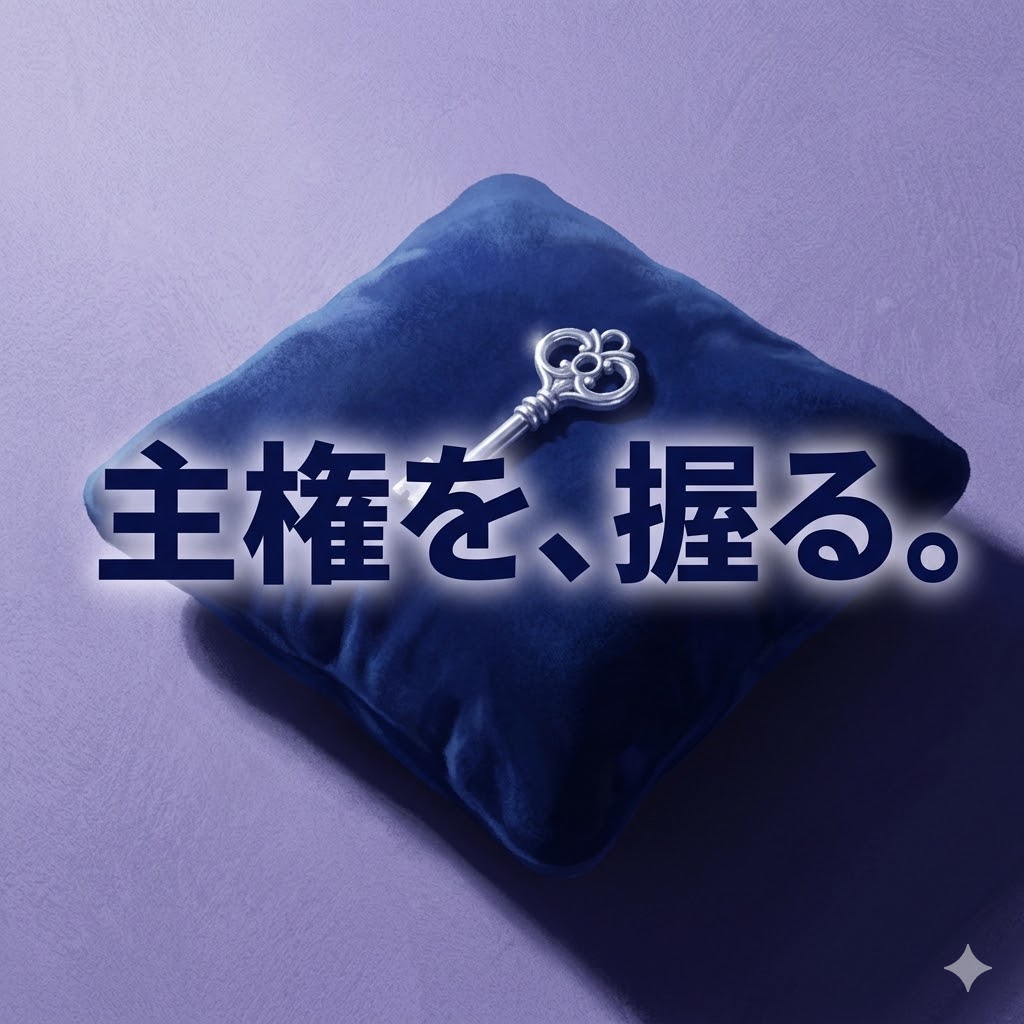 ベルベットのクッションに置かれた銀の鍵。月光の下での静かな決意。