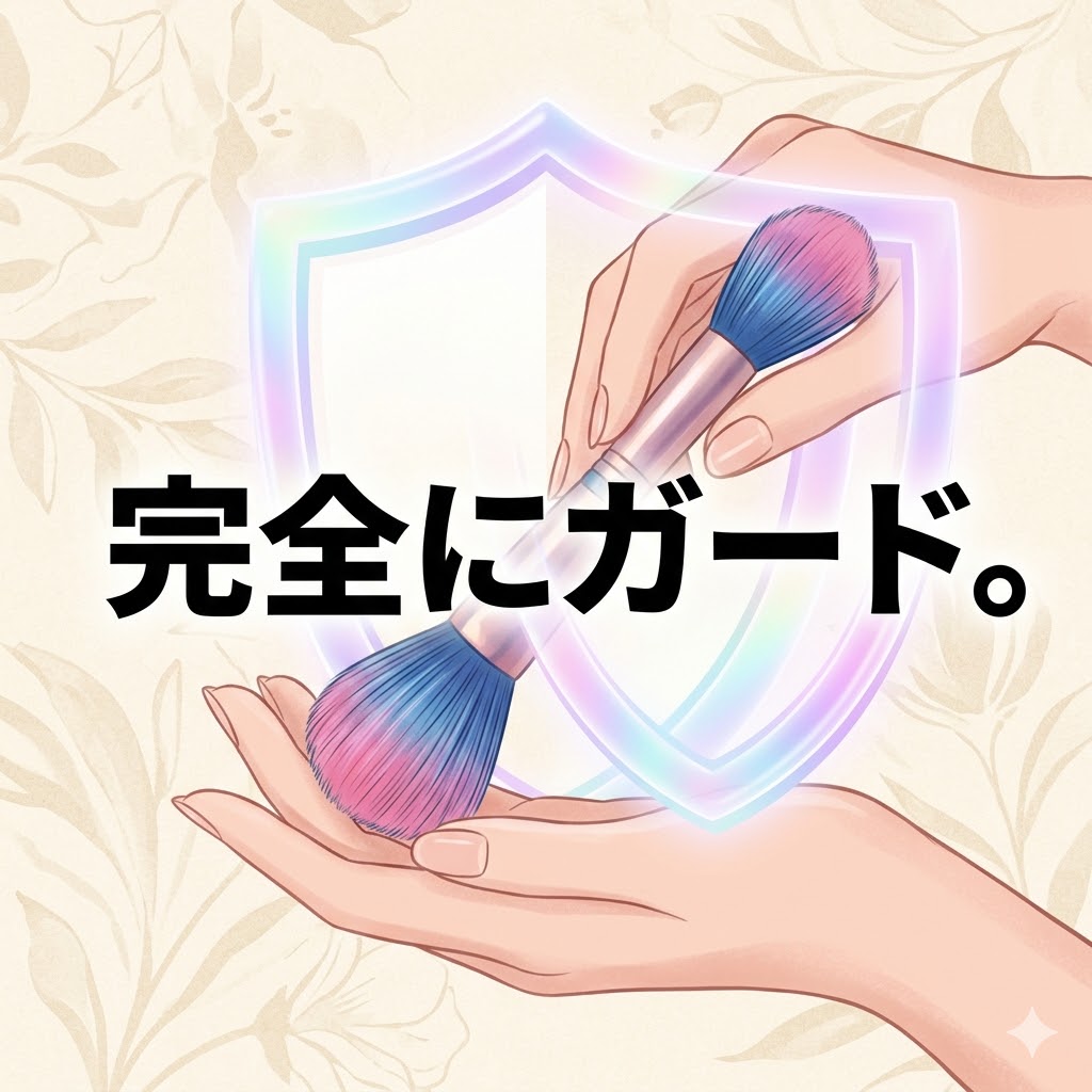 青みピンクのブラシと、 Iridescent（虹色）の防衛シールド。優しさと強さ。