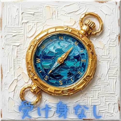黄金の羅針盤。油彩画風。