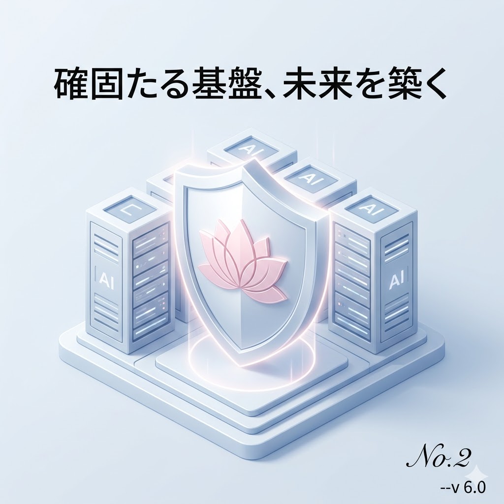 デジタルチップから咲く蓮の花。AIと心の融合。