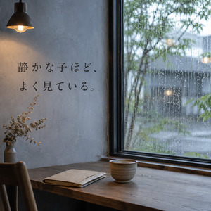 雨の窓辺に置かれたカップとノート
